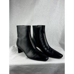 A New Day Women Black Square Toe Ankle Boots Block Heel Side Zip Size 9.5 NEW
